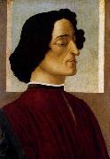 BOTTICELLI, Sandro Portrait of Giuliano de- Medici oil on canvas